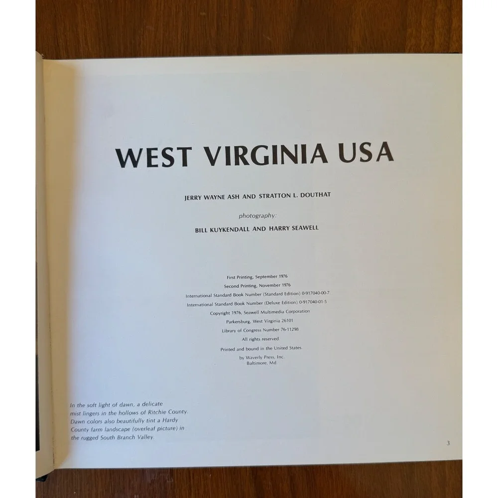 VTG West Virginia USA Photography Book Jerry Wayne Ash 1976 Blue Gold‎ Hardcover